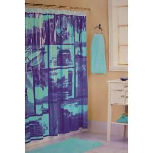  Mekena Beach Tropical Shower Curtain Turquoise Purple blue 