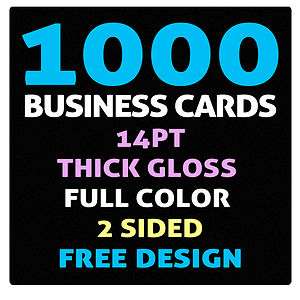 1000 Custom 2 SIDED COLOR BUSINESS CARDS FREE DESIGN  