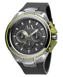 Armani Exchange Watch, Mens Chronograph Gray Polyurethane Strap 