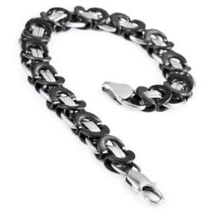   Mens Black Silver Stainless Steel Bracelet Bangle Hand Chain Jewelry