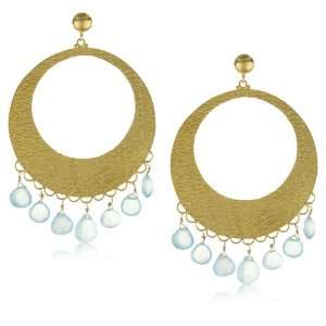    Devon Leigh Sky Blue Chalcedony Vermeil Hoop Earrings Jewelry