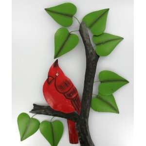  Red Cardinal Bird Wall Art Leaves Branches Garden Bath 