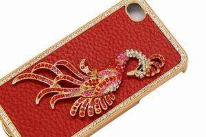   Crystal Hard Back Cover Case Bling Rhinestone For iPhone 4 4G 4S S Red