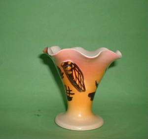 FRENCH Ceramic PROVENCAL ornate VASE w/ CICADA  