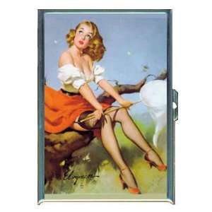  PIN UP GIRL WITH BUTTERFLY NET ID Holder Cigarette Case or 