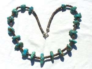 HUGE VINTAGE CHUNKY TURQUOISE NECKLACE JEWELRY  