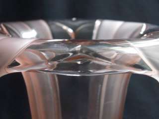 Art Deco Sowerby Pink Glass Footed Vase Frosted Panels  