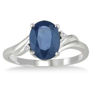  2.00 Carat All Natural Sapphire and Diamond Ring in .925 