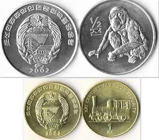 North Korea 2002 1/2 & 1 Chon 2 UNC Coin Set  