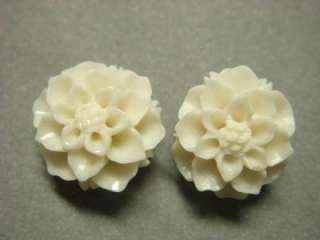   Sterling Silver White Carved Coral Flower Rose Stud Cute Earrings Set