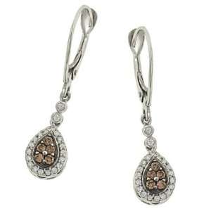  Champagne/White Diamond Pear Shaped Earrings.27ct Jewelry