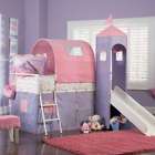 Princess Castle Twin Size Tent Loft Bed w/ Slide Set