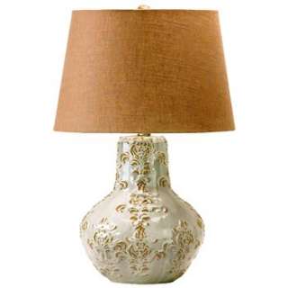Duchess Antique Ivory Damask Carved Shabby Country Table Lamp  