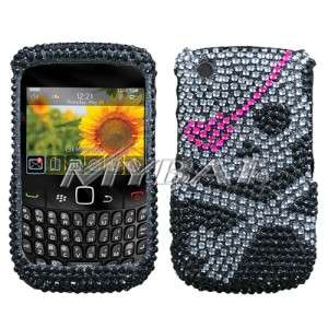 Skull Crystal Bling Case Cover BlackBerry Curve 8530  