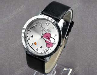Fashion cute Lovely Kitty Crystal Girls Quartz Wrist Watch 4 Colors 