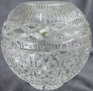 Large Waterford Crystal Rose Bowl Ireland Paper Label Etched mark 