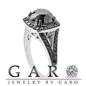 06 CARAT CERTIFIED BLACK DIAMOND ENGAGEMENT RING 14K WHITE GOLD HAND 