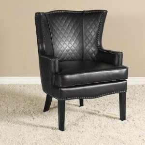  Roma Bonded Leather Quilted Arm Chair in Black Furniture 
