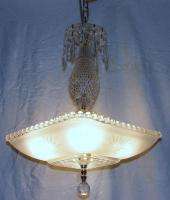 Antique Square 11.5 Embossed Crystal Shade Chandelier Lighting  