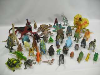 vtg Lot 42 Dinosaur Toy Mixed Plastic Rubber Collection  