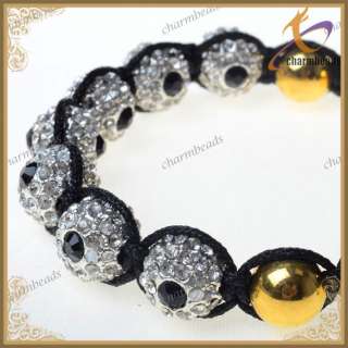 Silver Metal Disco Balls Jewelry Crystal Hematite Beads Clear Tibet 