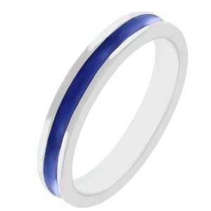   Sapphire Enamel Silver Tone Costume Ring (Size 5,6,7,8,9,10): Jewelry