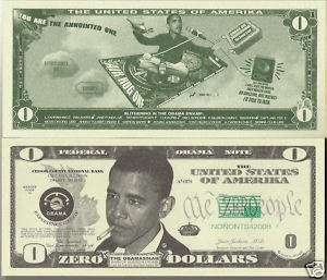 10 Obama Funny Money Zero Dollars Novelty Dollar Bills  