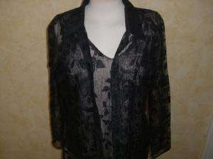 MIEKA 2 piece black lace long dress and jacket size L  
