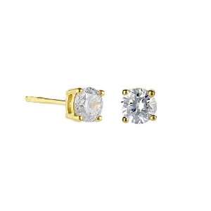    Crislu Stud Earrings, Gold Plated (.50 cttw): CRISLU: Jewelry