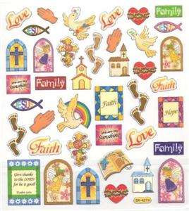 Jesus Fish Christian Church Bible dove stained glass stickers silver 