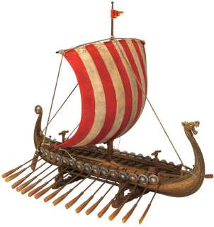 Viking Dragon Headed Longship Museum Replica Model Ship with Display 