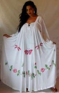 ZY489 WHITE/DRESS MAXI PLUS 4X 5X 6X MOROCCAN LACINGS HAND PAINTED ART 