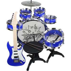 NEW 11 PCS KIDS DRUM SET & ELECTRIC GUITAR MUSICAL TOY CHILDREND 