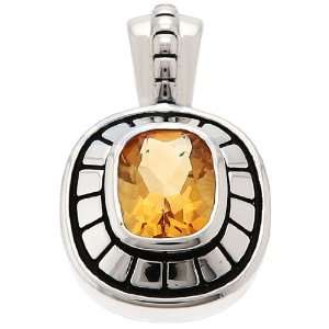 Sterling Silver Bezel Pendant With Cushion Cut Genuine Yellow Citrine 
