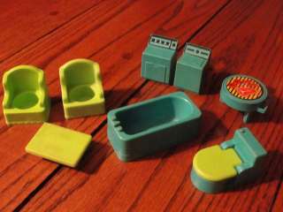   Fisher Price Little People Washer Dryer Grill Tub Toilet Chairs Table
