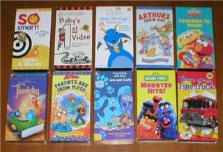 Wholesale Lot of 10 Kids Educational VHS Videos ~ Sesame Street, Blue 