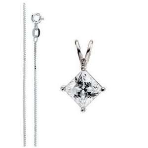  Princess Diamond Solitaire Pendant Necklace 14k ( 0.71 Ct 