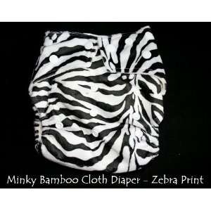  Minky Bamboo Snaps Cloth Diaper/ Nappy   OS   Zebra Prints 