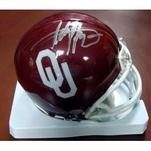 Adrian Peterson Autographed/Hand Signed Oklahoma Mini Helmet HOLO