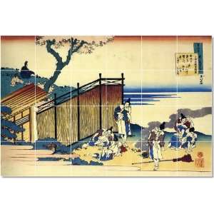Katsushika Hokusai Ukiyo E Tile Mural Residential Construction  24x36 
