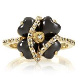 Kristen Stewarts Designer Inspired Flower Ring   Black and Gold