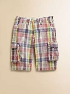 Scotch Shrunk   Boys Plaid Cotton Cargo Shorts