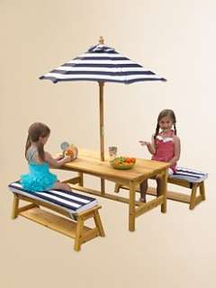 KidKraft   Outdoor Table & Bench Set, Cushions & Umbrella