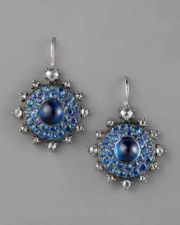 Bulls Eye Diamond & Sapphire Earrings