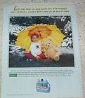 97 SNUGGLE Bear laundry Fabric Softener little girl AD