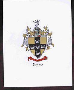 THOMAS Coat of Arms & Family Crest   German   English   Vintage Print 
