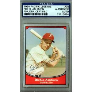 Richie Ashburn Autographed 1988 Pacific Card PSA/DNA Slabbed #83113694 