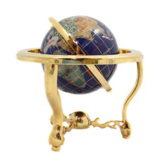 Gemstone Globe 3 Leg Gold Stand   Marine Blue  