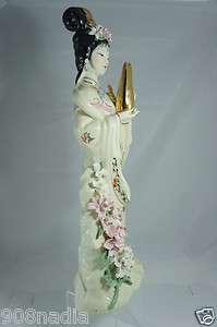   OR JAPANESE PORCELAIN WOMAN FIGURINE GOLD,FLOWERS DECORATED  