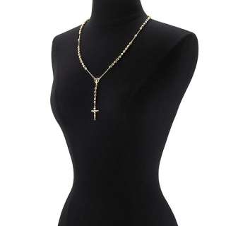 14K GOLD FILLED ROSARY NECKLACE W/ CROSS PENDANT 24  